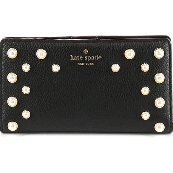 kate spade Handbags - kate spade Black Leather with Pearl Wallet